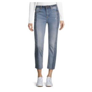 Vigoss Blue Straight Ace Two-tone Cropped Jeans